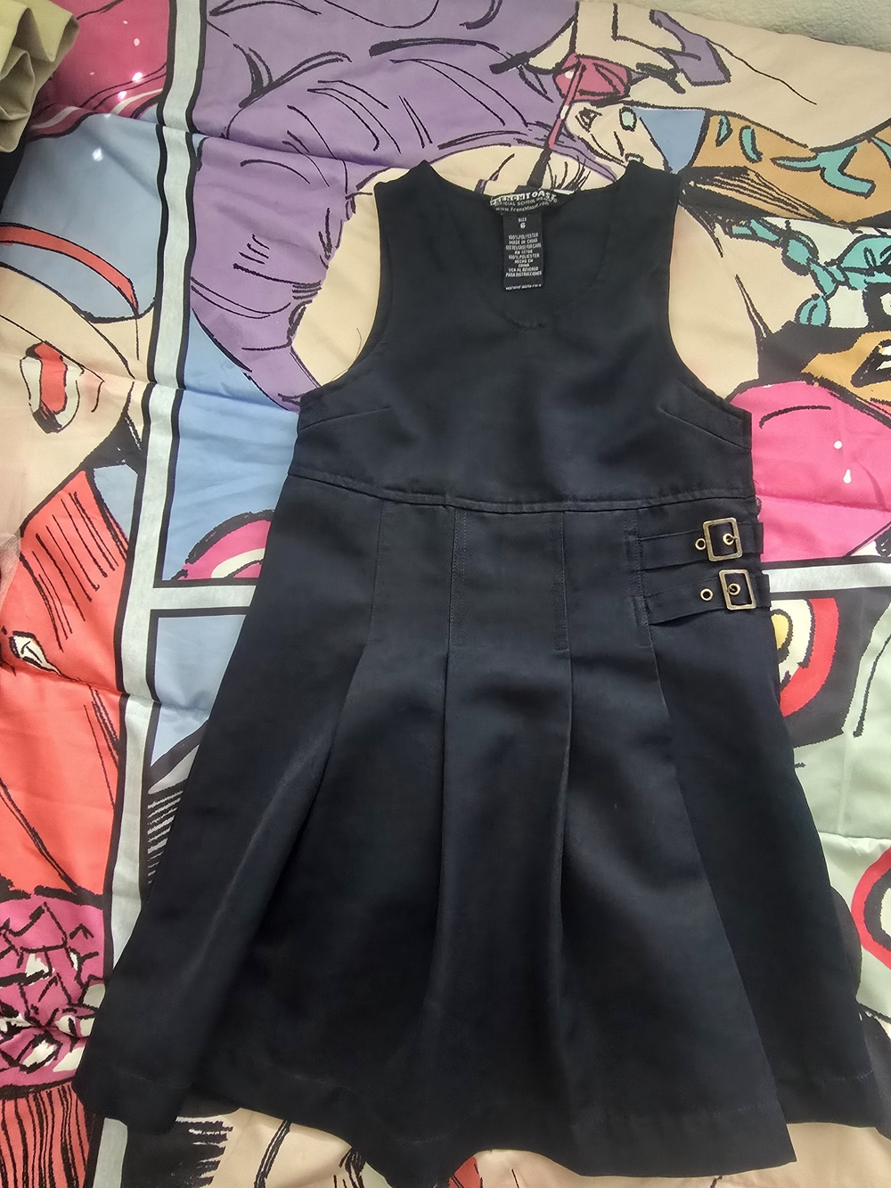 French Toast Navy Pleated School Jumper Dress with Side Buckles